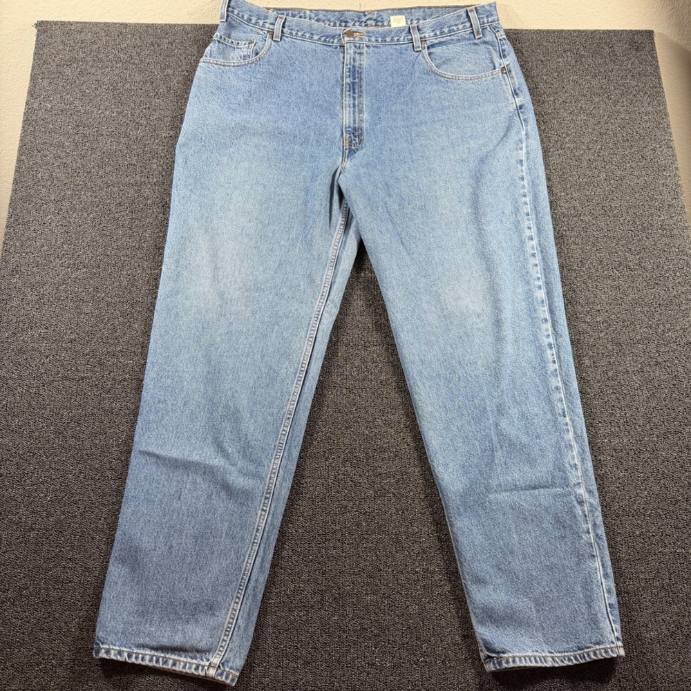 Vintage 90s‎ Levi's 545 Loose Fit Jeans Men's 44x34 Light Wash Denim Orange Tab